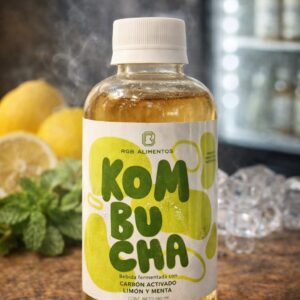 kombucha carbón activado limón y menta